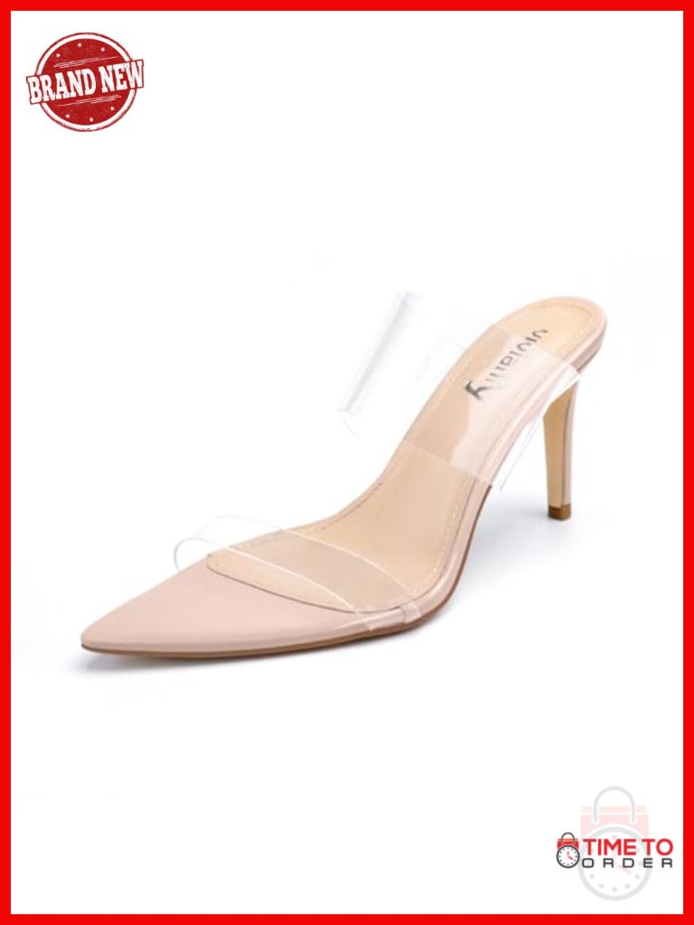 vivianly Clear Pointed Toe Heels Sandals Stiletto High Heels Slip On Mules